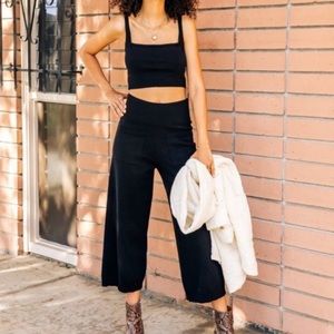 Amuse Society High Waisted Mission Sweater Knit Wide Leg Crop Pants Size Small